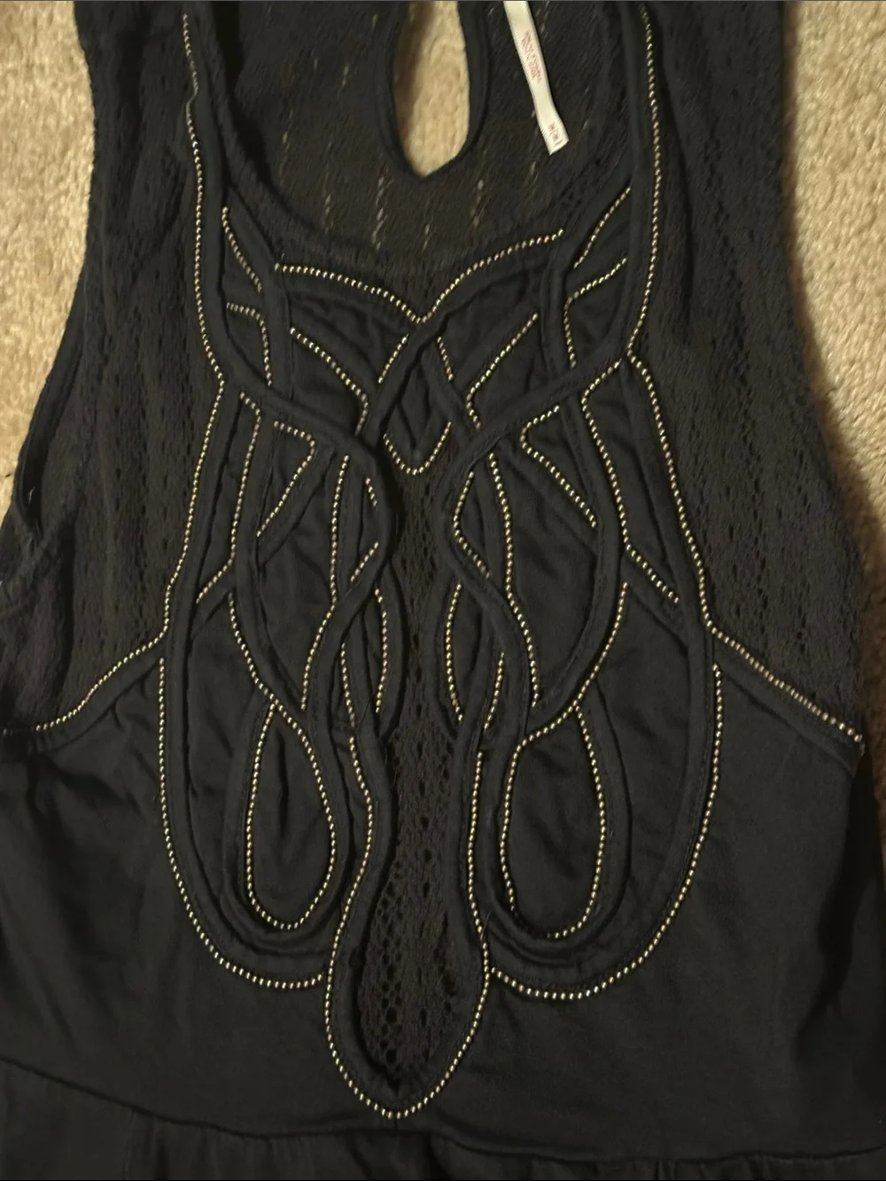 Free People Beaded Black Lace Sleeveless top